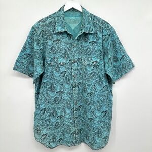 Ryan Michael Shirt Mens Size Large 100% Cotton Pool Blue Paisley‎ Western Rodeo